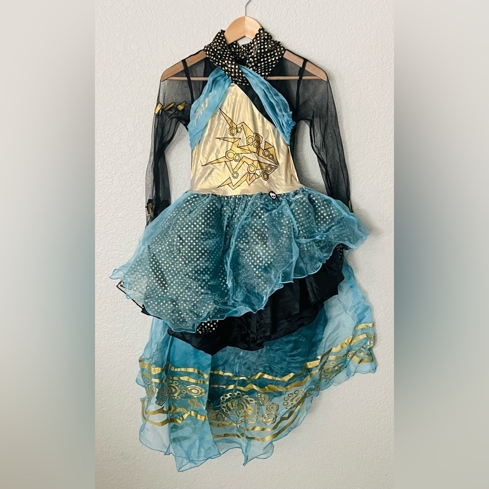 Monster High Frankie Stein Supreme Costume dress child sz 12-14 L black gold
